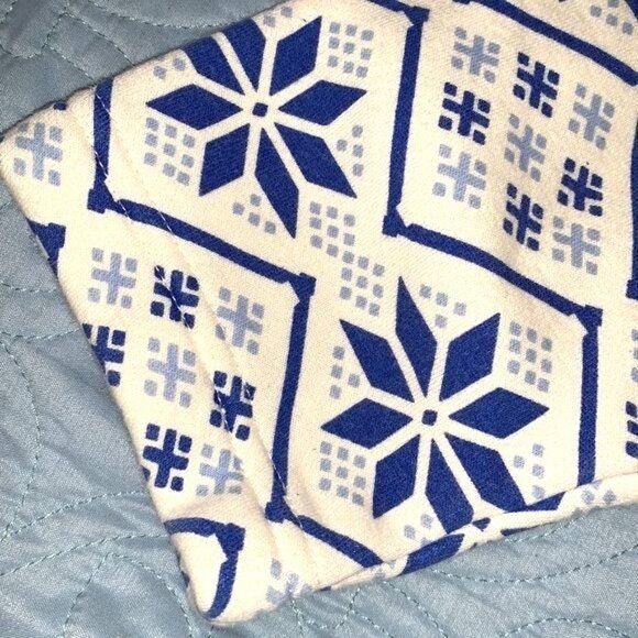 Laura Scott Womens Snowflake Pattern Quarter-Zip Fleece Pullover Sweater Blue & - Picture 6 of 9